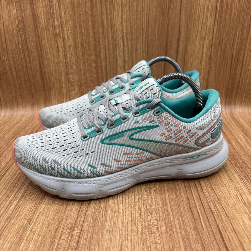 Brooks Glycerin 20‎ Running Shoes Womens 10 Grey Green Peach Good 1203691B061